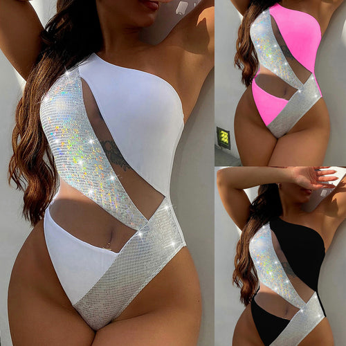 Damen eleganter Cut-Out Einteiler Badeanzug EB