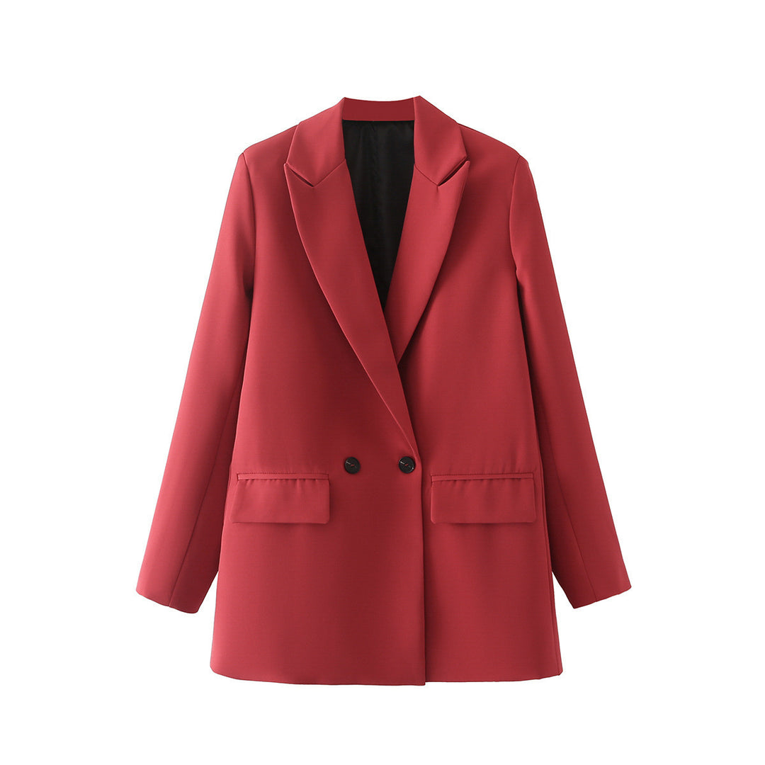 Damen Oversize Doppelreihiger Blazer mit fallendem Revers und weicher Innenfütterung EB
