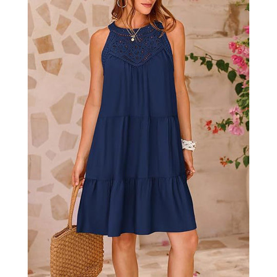Damen Sommerkleid mit romantischen Häkel-Applikationen EB