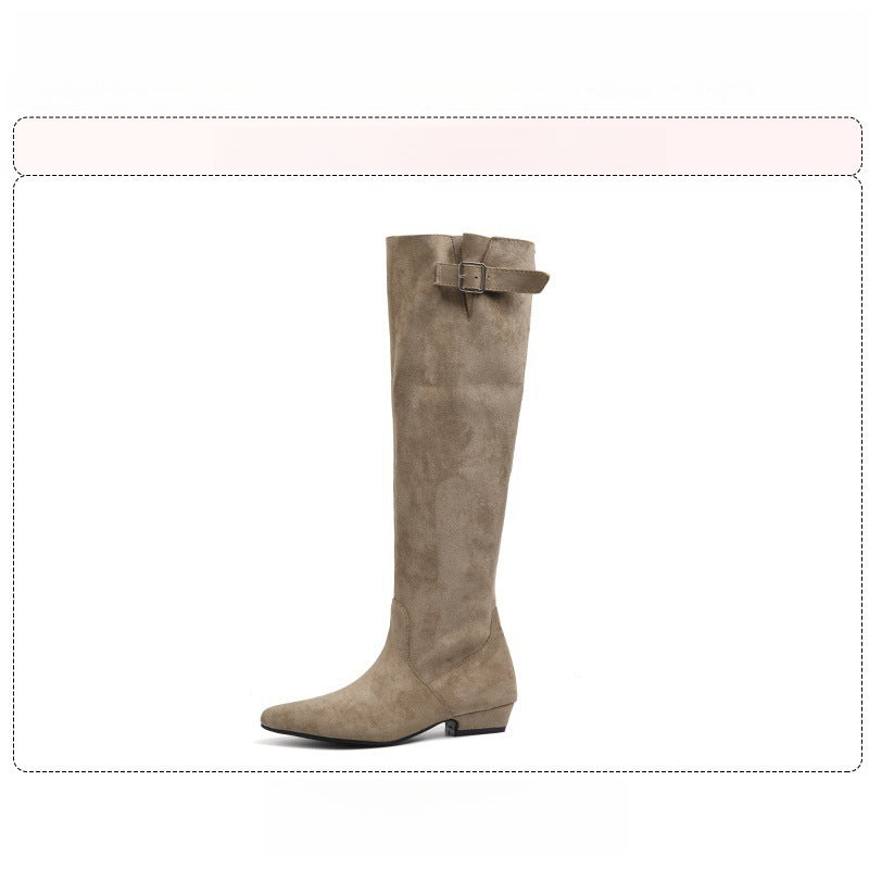 Damen Überknie Stiefel mit eleganter Schnalle EB