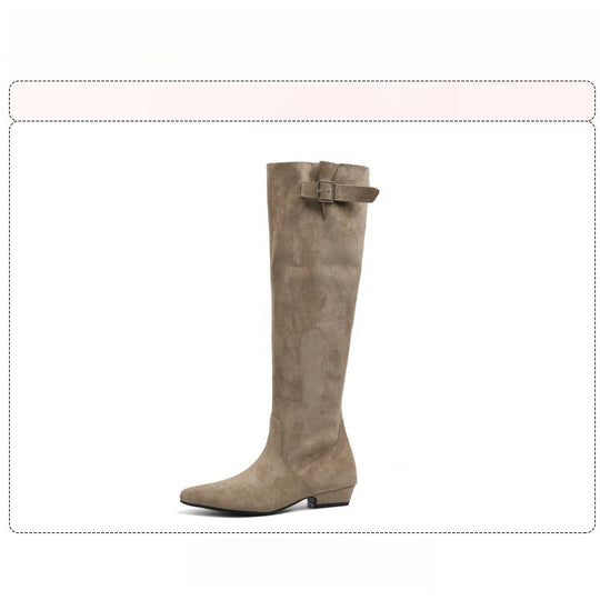 Damen Überknie Stiefel mit eleganter Schnalle EB