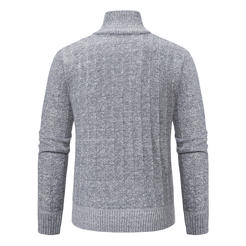 Herren Strickpullover mit hochabschließendem Kragen und Reißverschluss Taschen EB