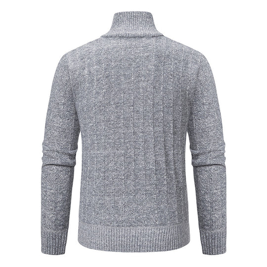 Herren Strickpullover mit hochabschließendem Kragen und Reißverschluss Taschen EB