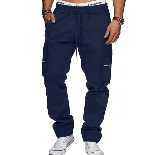 Herren Cargojogginghose mit elastischem Bund, Kordelzug und Reißverschlusstaschen EB