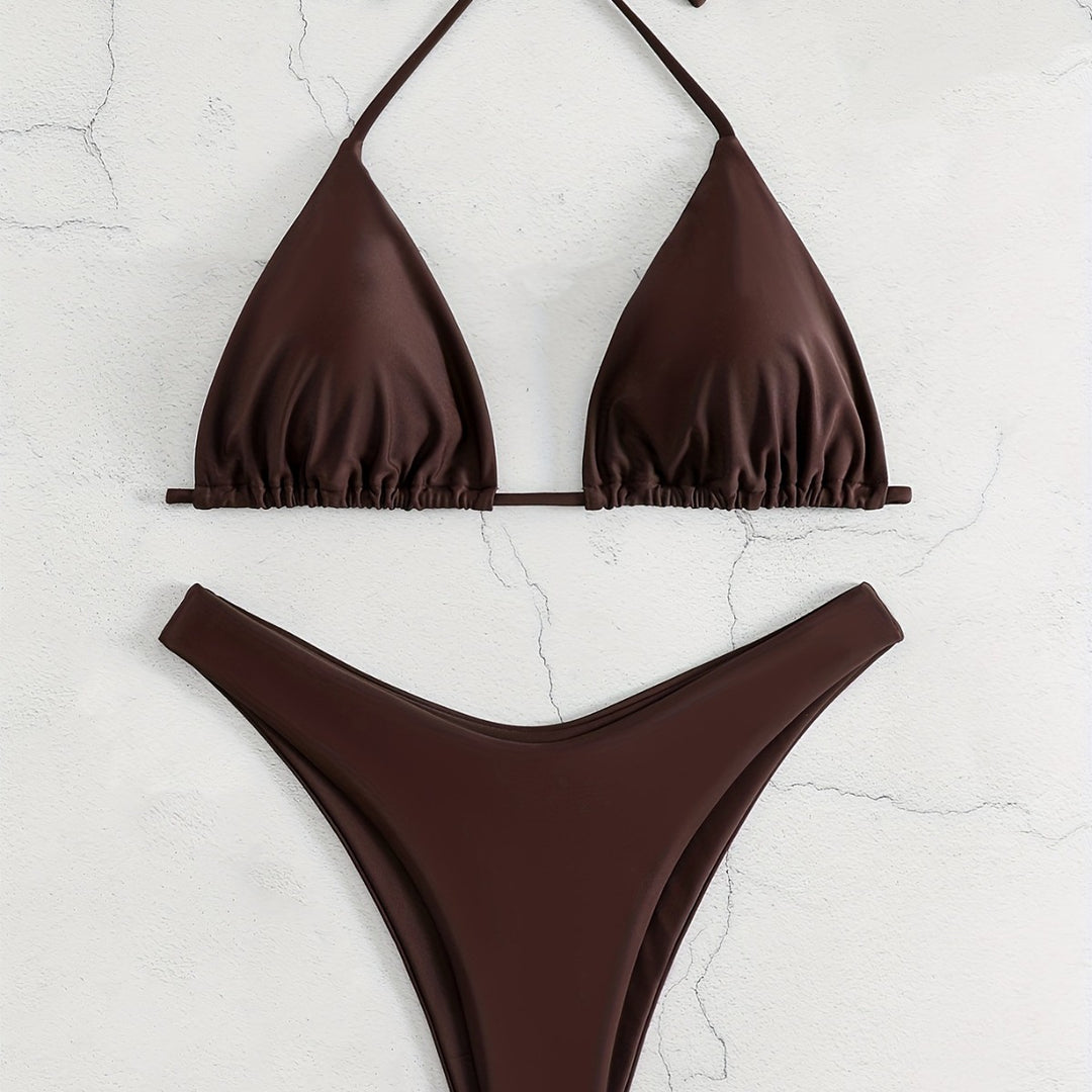 Damen Triangel-Bikini-Set mit gerafftem Design EB