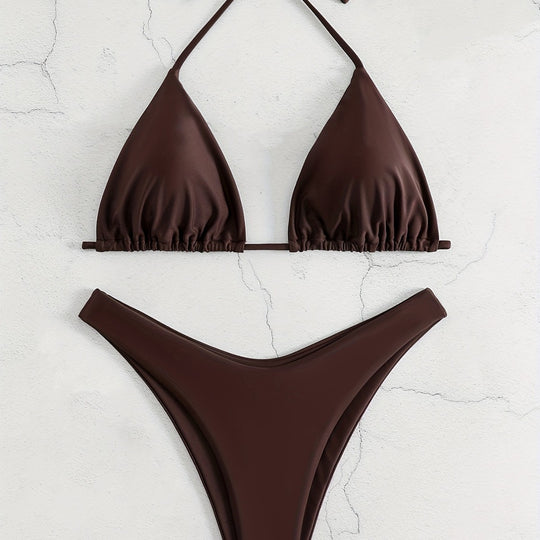 Damen Triangel-Bikini-Set mit gerafftem Design EB