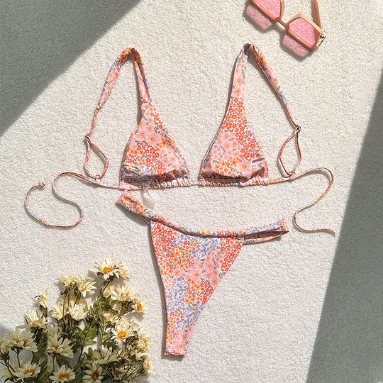 Damen Triangel-Bikini mit verspieltem Blumendesign EB