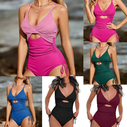Damen Einteiler-Badeanzug mit raffiniertem Cut-Out und verstellbaren Bändern EB