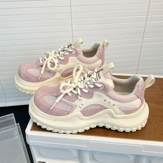 Damen Sportliche Chunky Sneakers mit atmungsaktivem Mesh und verstärktem Fersenbereich EB