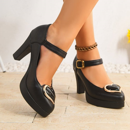 Damen Elegante Pumps mit modischem Riemchen und glamourösem Schnallen-Detail EB