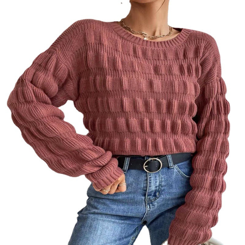 Damen Strickpullover mit modernen Rastermuster EB