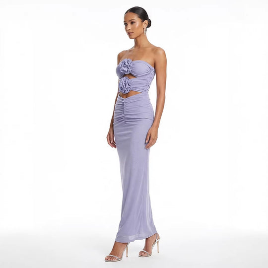 Damen Langes Abendkleid mit floralem Cut-Out und figurformendem Design EB