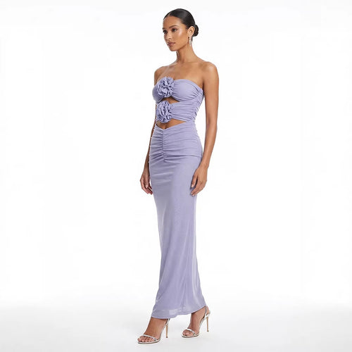 Damen Langes Abendkleid mit floralem Cut-Out und figurformendem Design EB