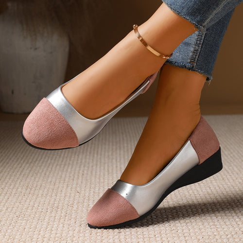 Damen Wedge-Schuhe mit elegantem Samt-Obermaterial und anatomisch geformtem Fußbett EB