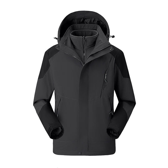 Damen zweilagige Outdoorjacke mit abnehmbarer Fleece-Innenjacke und verstellbarer Kapuze EB