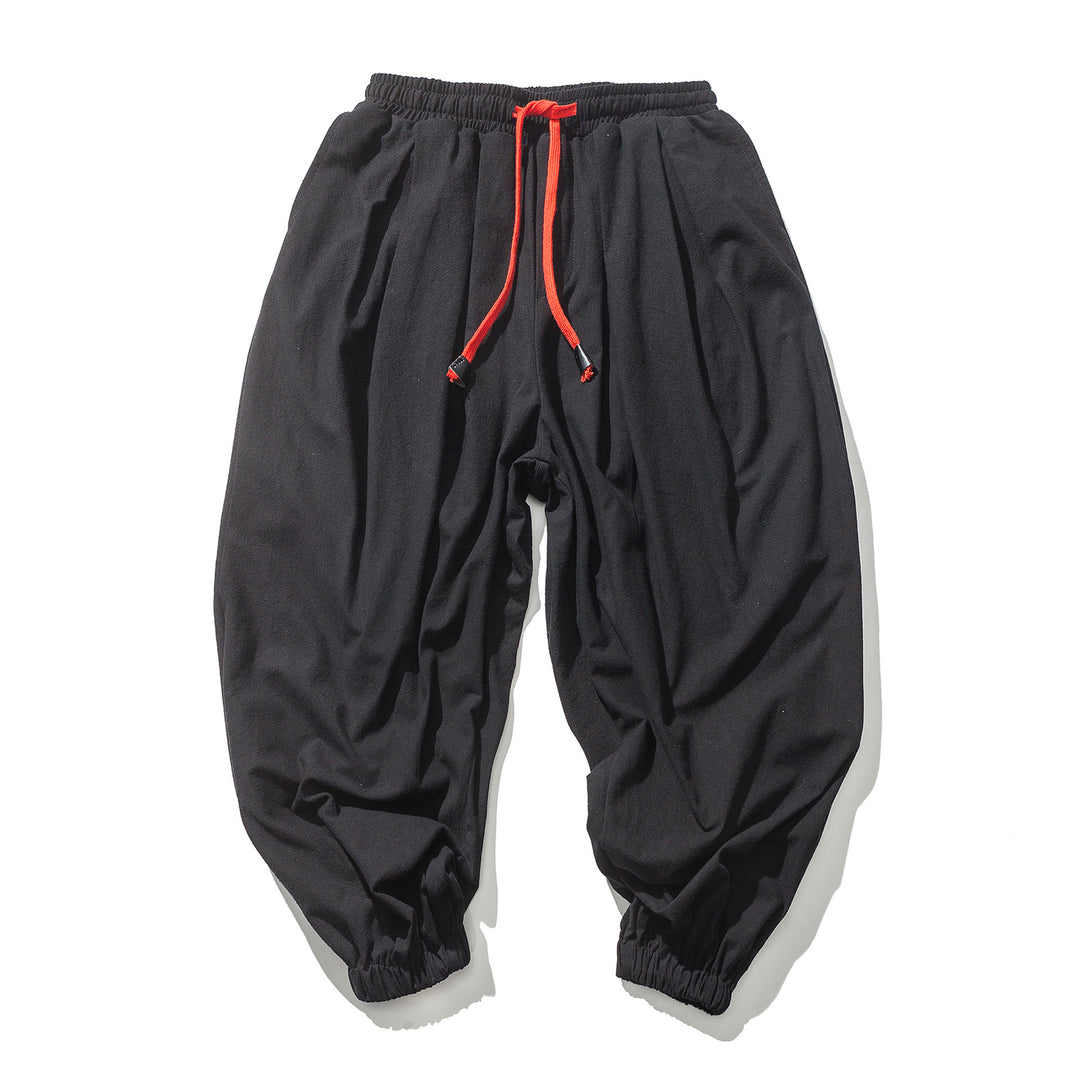Herren nan lässige Leinen-Joggerhose mit Tunnelzug, strukturierter Oberfläche und elastischen Bündchen EB