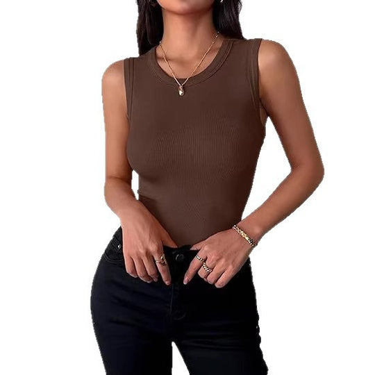 Damen eng anliegendes Ripp-Top ohne Ärmel EB