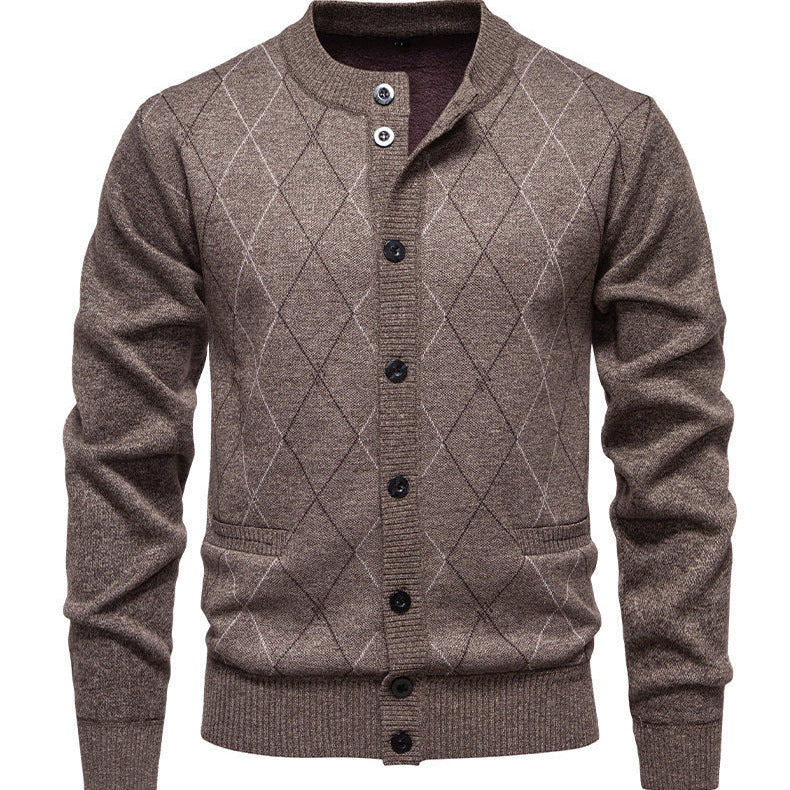 Herren stylische Strickjacke mit diamantförmigem Muster EB