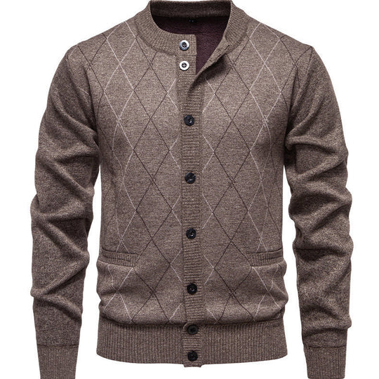 Herren stylische Strickjacke mit diamantförmigem Muster EB