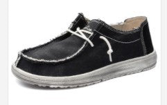 Herren nan lässiger Mokassin-Sneaker aus Jeansstoff mit elastischer Tau-Schnürung und gepolsterter Komfortsohle EB