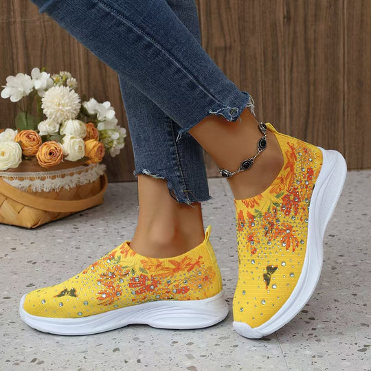 Damen farbenfrohe Design-Sneaker mit elastischem Einschlupf EB