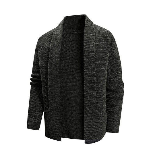 Herren nan offener Strickmantel mit weitem Fallendem Schalkragen und aufgesetzten Eingrifftaschen EB