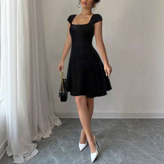 Damen Ärmelloses A-Linien Kleid mit quadratischem Ausschnitt EB
