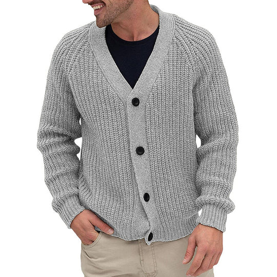 Herren modische Strickjacke mit tiefem V-Ausschnitt und strukturierter Oberfläche EB