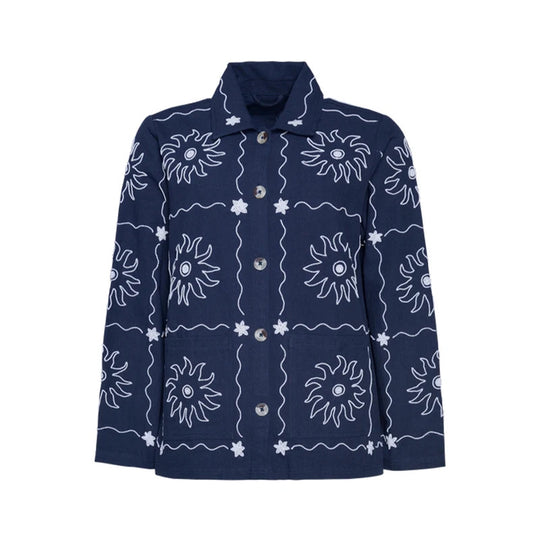 Damen Bomberjacke mit floralem Print und Knopfverschluss EB