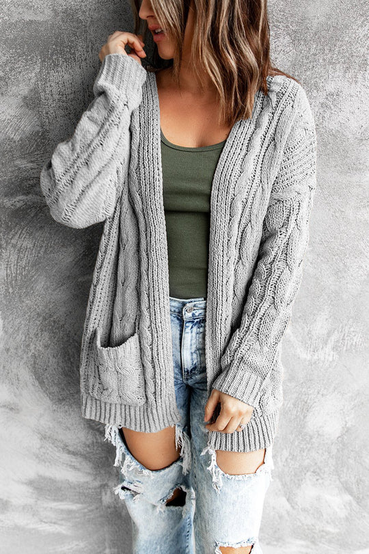 Damen Strickjacke mit voluminösen Ärmeln und tiefen Taschen EB
