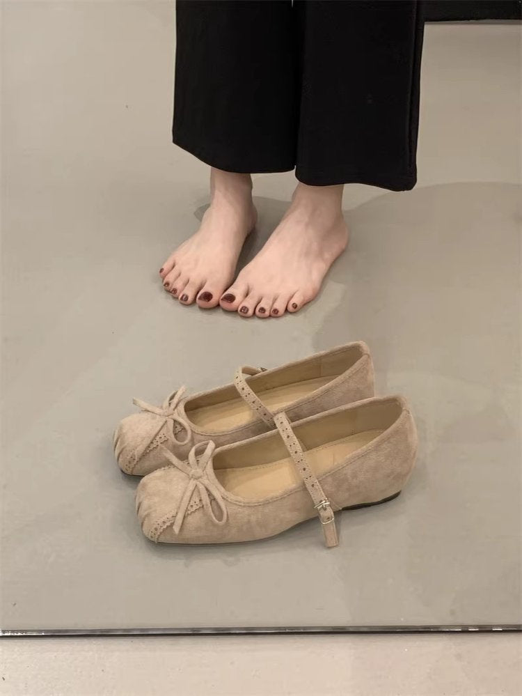 Damen elegante Ballerinas mit dekorativen Schleifen und komfortablem Riemchen EB