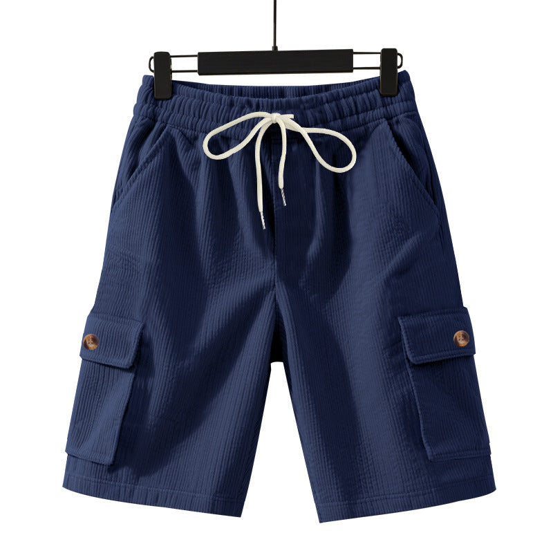 Herren nan Cord-Cargo-Shorts mit elastischem Tunnelzugbund, aufgesetzten Cargotaschen und weichem Baumwollmix EB