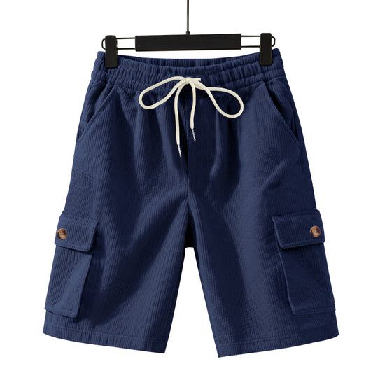 Herren nan Cord-Cargo-Shorts mit elastischem Tunnelzugbund, aufgesetzten Cargotaschen und weichem Baumwollmix EB