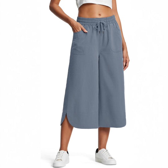 Damen bequeme Culotte mit elastischem Bund und praktischen Taschen EB