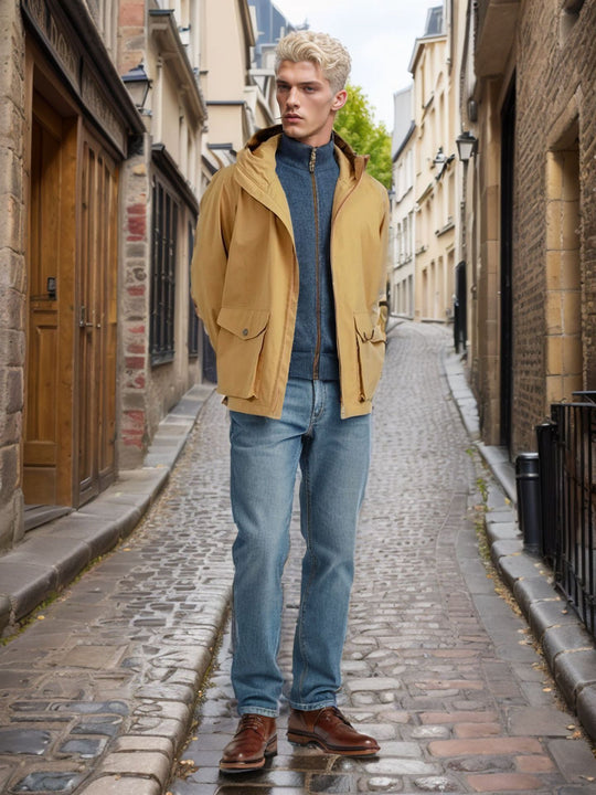 Herren funktionale Übergangsjacke mit verstellbarem Kapuzenkragen EB