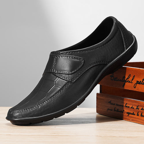Herren Komfortable Leder Slipper mit leichtem Klettverschluss EB