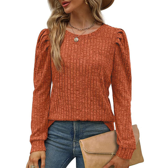 Damen stilvolles Pullover mit gerafften Ärmeln EB