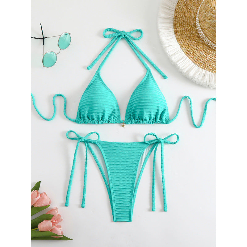 Damen Triangel-Bikini mit verstellbaren Trägern und seitlichen Schnüroptionen EB