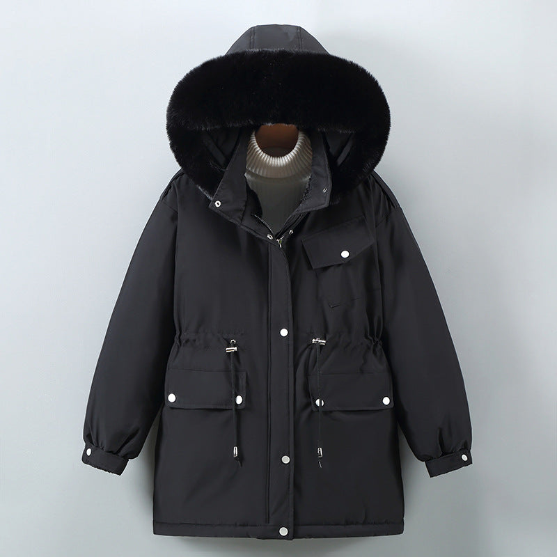 Damen Isolierte Winterjacke mit abnehmbarem Kunstpelzkragen und großzügigen Taschen EB