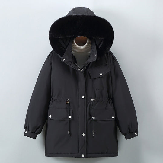 Damen Isolierte Winterjacke mit abnehmbarem Kunstpelzkragen und großzügigen Taschen EB