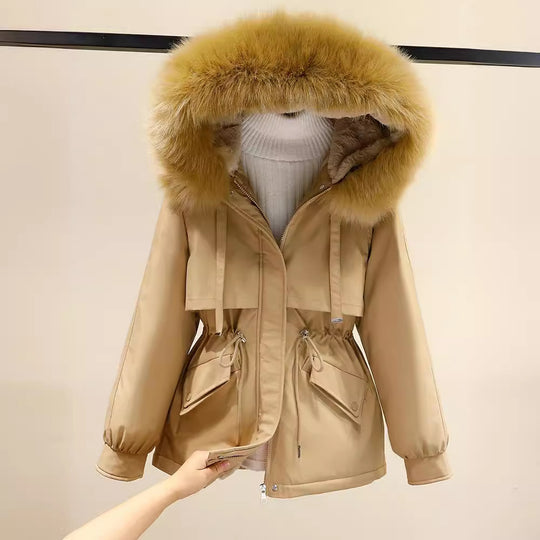 Damen Winterjacke mit funktionalem Reißverschluss und abnehmbarem Kunstpelzkragen EB