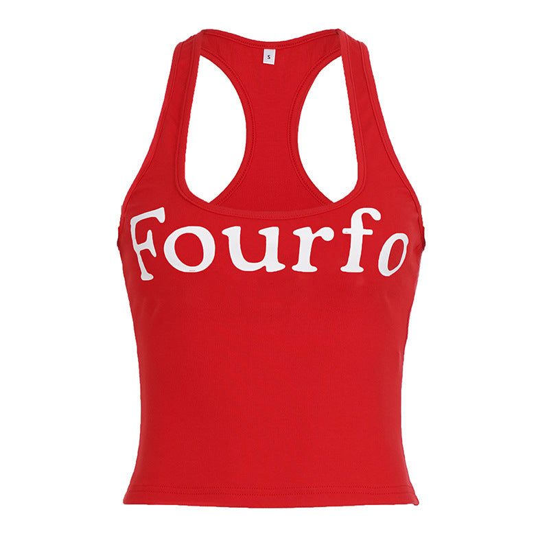 Damen Sportliches Crop-Top mit raffinierten Trägern und auffälligem Schriftzug EB