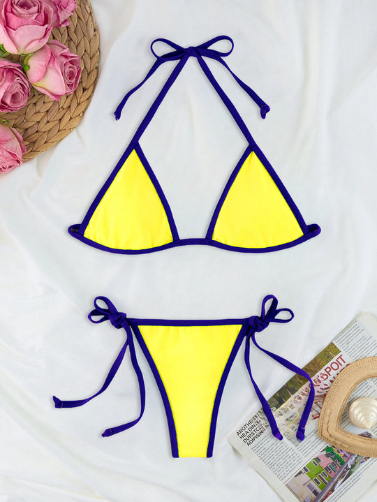 Damen Triangel-Bikini-Set mit individuell anpassbarem Kordelzug EB