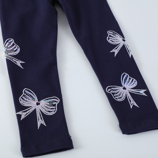 Mädchen Leggings mit bunten Schleifen-Applikationen EB