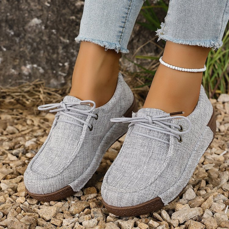 Damen bequeme Halbschuhe mit elastischen Schnürsenkeln und rutschfester Sohle EB