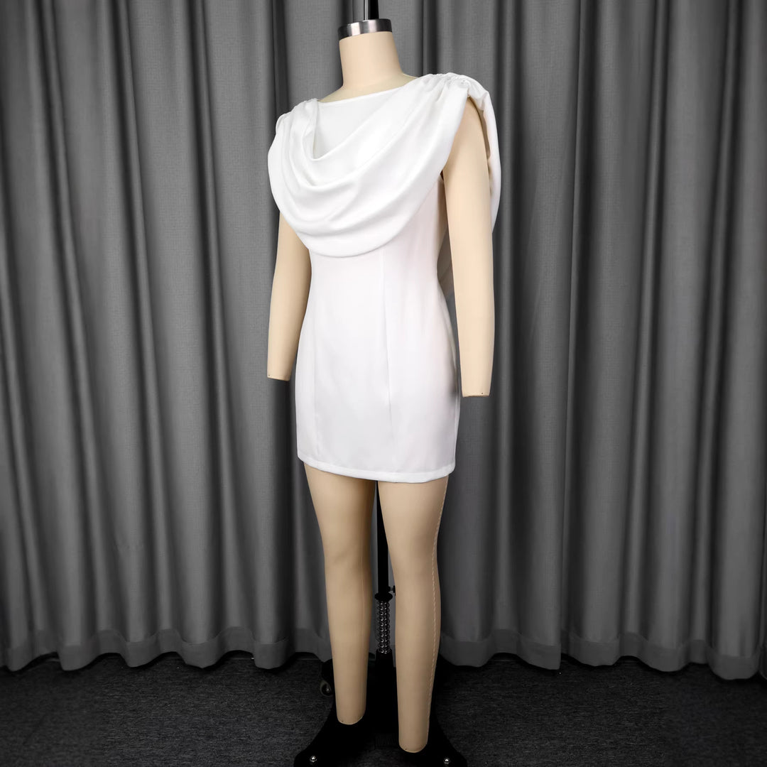 Damen Elegantes Minikleid mit drapiertem Schalkragen EB