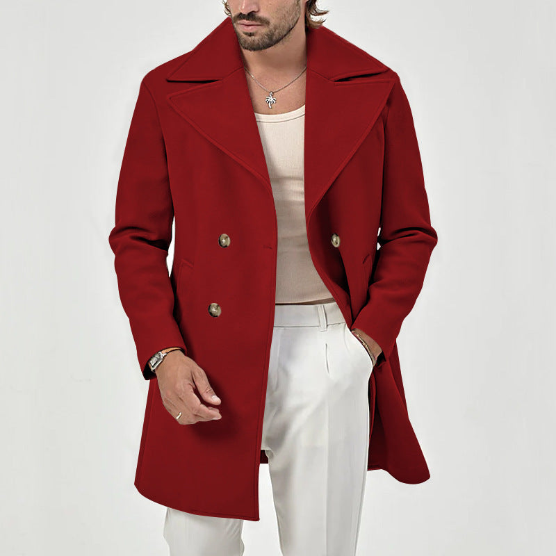 Herren eleganter Wollmantel mit doppelter Knopfleiste und modernem Schnitt EB