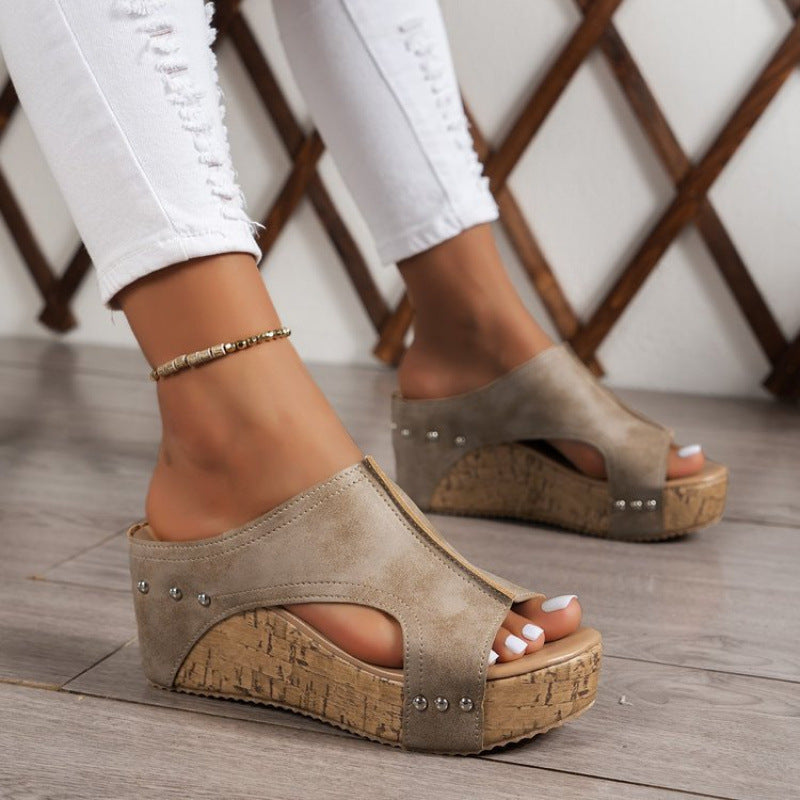 Damen Bequeme Naturkork-Sandalen mit weichem Obermaterial EB
