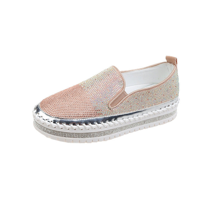 Damen Slip-On Schuhe mit funkelndem Strass und komfortablem Plateau EB