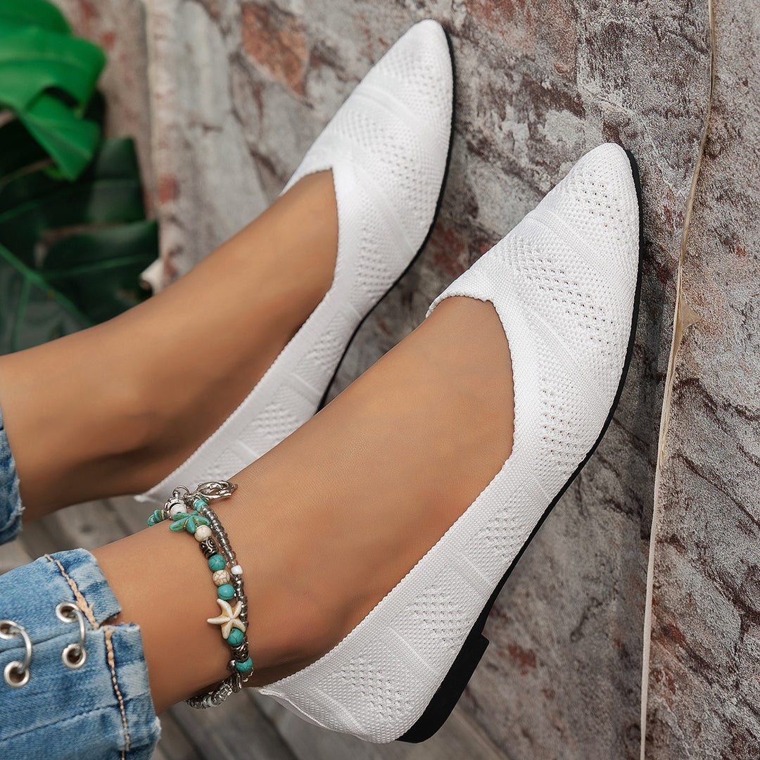 Damen elegante Ballerinas mit atmungsaktivem Strickdesign EB
